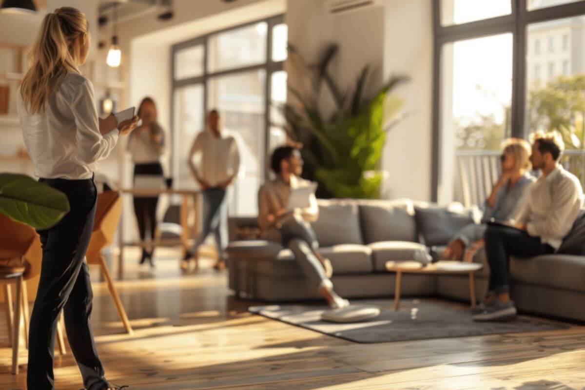 Importance of effective crowd control in residential building lobbies.